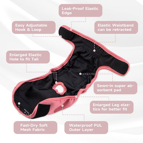 (3 Pack,X-Small) Paw Legend Washable Reusable Female Dog Period Diapers for Heat Doggie Puppy Diapers for Female Dogs