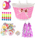 Kids Bicycle Accessories Set - Bike Decorations, Scooter Basket, Bell, Streamers, Stickers, Star Spoke for Boys Girls