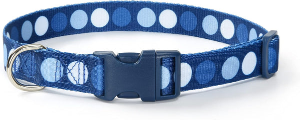 Mile High Life Nylon Puppy Dog Collar with Cute Patterns for Small/Medium/Large Dogs (A-Blue Dots, Small Neck 11"-15")
