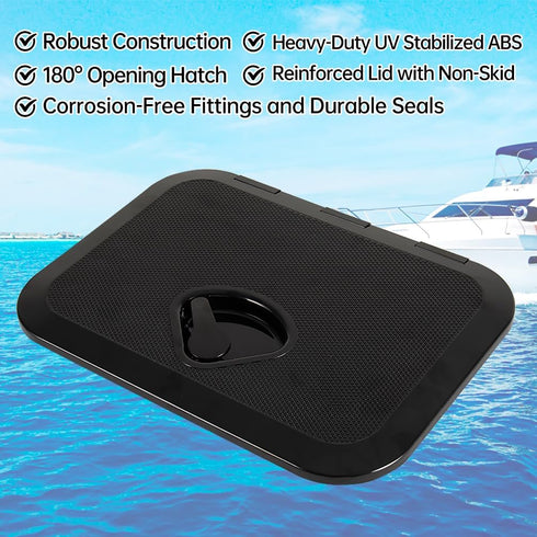 10.63"14.76" Marine Deck Access Hatch White/Black Rectangle Boat Hatch & Lid,Boat Deck Hatch Lids