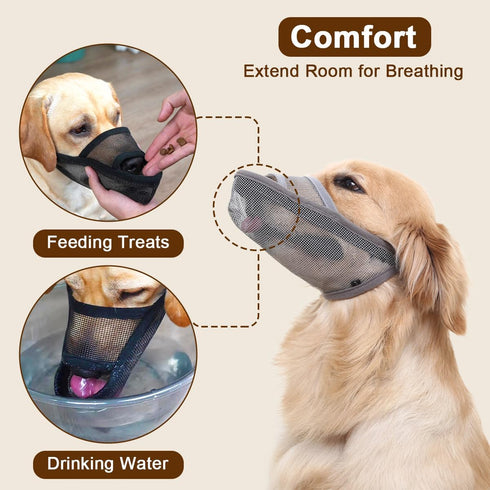 Crazy Felix Nylon Dog Muzzle for Small Medium Large Dogs, Breathable and Drinkable Pet Mouth Guard (XL, Grey)