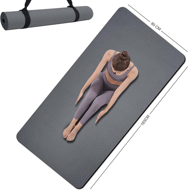 Yoga Mat Double-Sided Non Slip - 72'' x 32'' x 7mm Extra Wide Thick for Home Workout