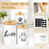 Reallnaive Set 3 Counter(White) Metal Airtight Cat Treat Container of with Bamboo Lids and Spoon Cat Food Storage