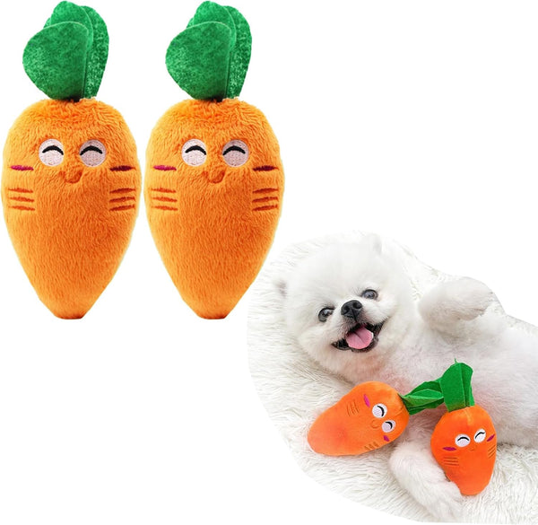 Sndperiexam 2 Pcs Soft Puppy Pet Supplies, Cute Orange Carrot Plush Chew Squeaker