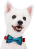Blueberry Pet Gift Box with 2 Handmade Dog Cat Bow Ties, Scottish Plaid Tartan Style in Scarlet Red & Emerald Green, 4"