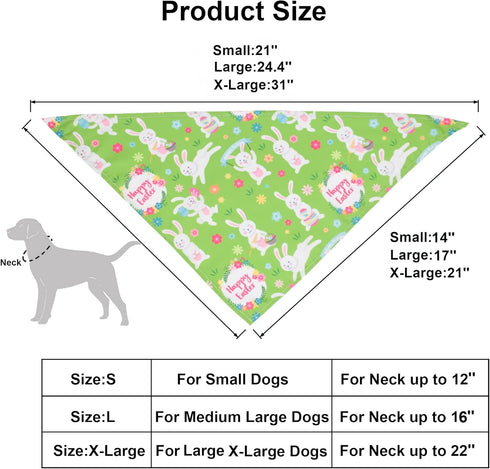 ADOGGYGO 4 Pack Easter Dog Bandana, Triangle Dog Scarf with Rabbit Easter Egg Pattern for Medium Large Dogs
