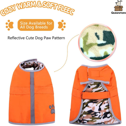 Queenmore Cold Weather Dog Coats, Loft Reversible Winter Fleece Vest, Waterproof Pet Jacket in Multiple Sizes