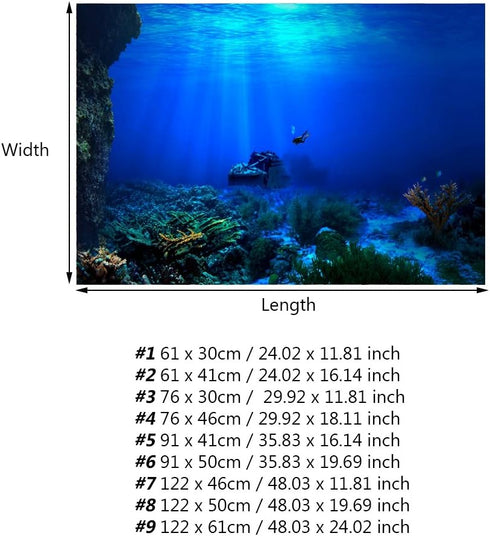 Zerodis Seaworld Aquarium Background, PVC Adhesive Double Sided Poster Sticker Fish Decoration