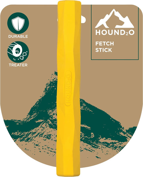 Hound2O Dog Chew Toys - Fetch Stick, Yellow - Tough, Engaging, Interactive Toy for All Breeds, Durable Non-Toxic