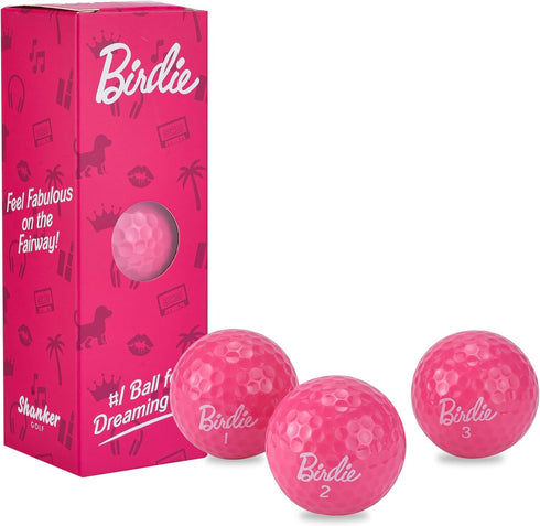 Shanker Golf Balls - Birdie Pink Golf Balls, Funny Gift for Women (Sleeve of 3, Novelty)