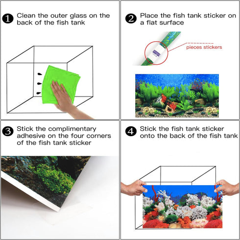 Lainrrew Aquarium Background Poster HD, Dual-Sided Water Plants & Fish Tank Landscape, 19.7"x11.8"