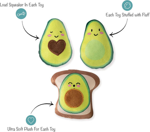 Fringe Studio Squeaker Pet Toy Set of 3, Avocado (289434)
