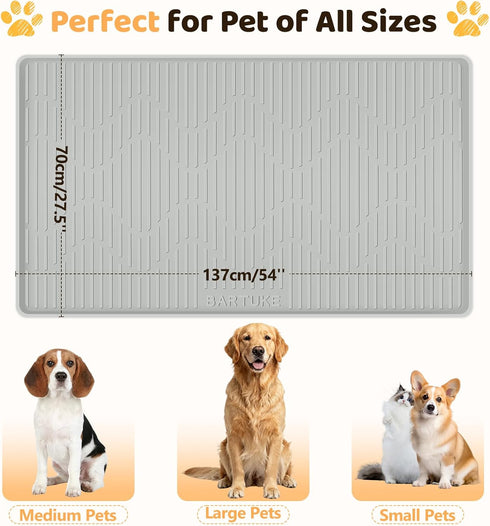 54" 27.5" Silicone Dog Crate Mat, x Crate Liner for Dog Cages, Kennel Mat with Raised Edge, Washable, Waterproof