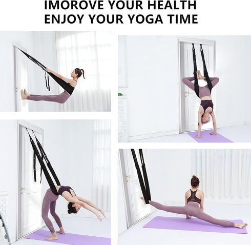 Upgraded Yoga Stretching Strap with Door Anchor, 2 Resistance Rope Stretch Strap, Leg Waist Back Bend Trainer for