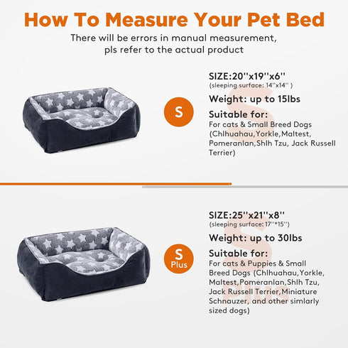 GASUR Cozy Rectangle Dog Bed for Large Dogs, Washable Orthopedic Sofa Bed, Soft Calming Sleeping Puppy Bed, Black (S