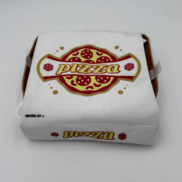 10" Deluxe Plush Pizza Box Dog Toy with 8 Squeaky Slices