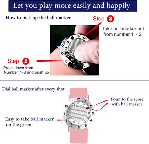 Counter Golf Ball Marker with Carbon Fiber Ball Marker Bracelet, Golf Accessories, Golf Gifts, Golf for Men Women