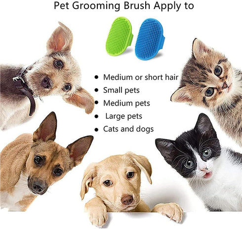 Pet Dematting Undercoat Rake + 2 Pack Dog Bath Grooming Brush, Shedding Brush Dematting Tool for Dogs and Cats, Blue