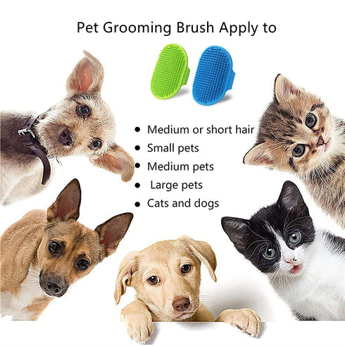 2 Pack Dog Grooming Brush, Cat Bath Soothing Massage Rubber Brush with Adjustable Ring Handle for Long and Short Hair