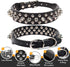 PETCARE Spiked Dog Collar, Black Soft PU Leather with Funny Mushrooms Rivet, Adjustable for Small to Large Dogs