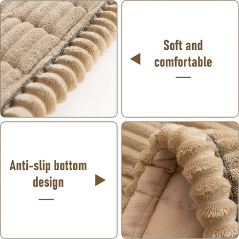 LiveGo Fuzzy Couch Covers for Pets, Garden Chic Cotton Protective Couch Cover, Pet Mat Bed Couch Cover (Milky Coffee)