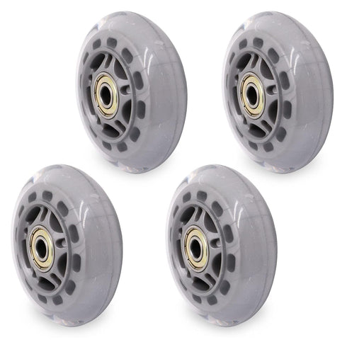 Inline Skate Wheels with Bearings, 3 Inch Roller Blade Wheels 76mm Clear for Office Chairs, Luggage, 4 Pack