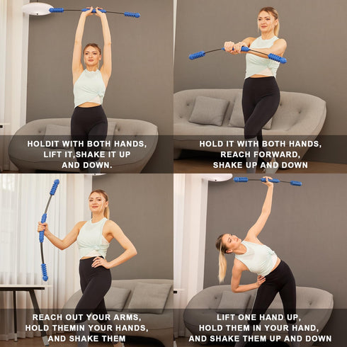 Fitness Bar for Workout, Elastic Exercise Bar, Vibration Shake Weight Stick for Core Strength Training at Home