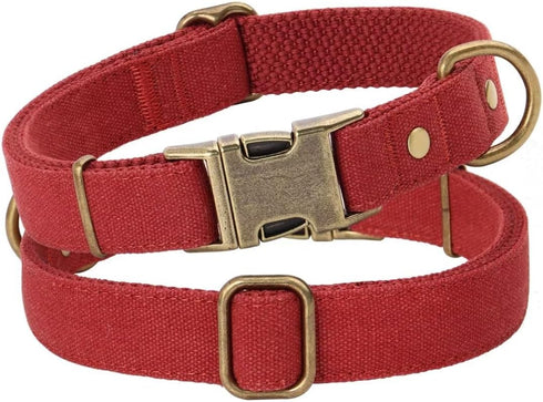 PET ARTIST Dog Collars for Small Dogs, Heavy Duty with Quick Release Metal Buckle, Soft Padded Red, S