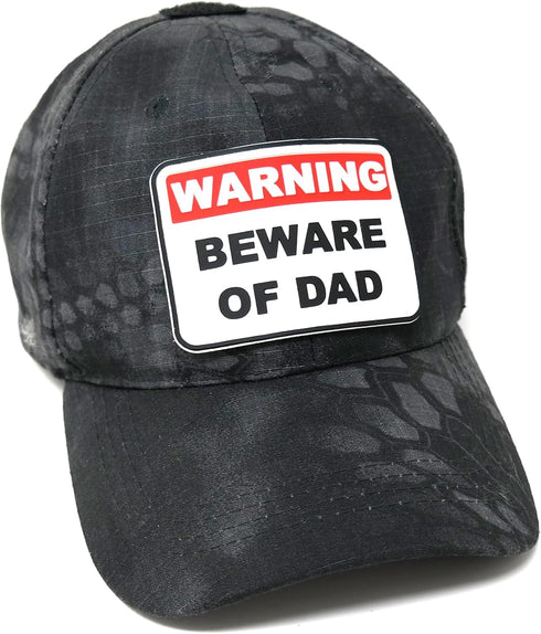 Dad Warning Tactical PVC Patch | Humorous Hook and Loop Patch for Diaper Bags