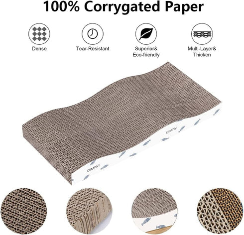 Cat Scratcher 4 PCS Pad - Cardboard with Premium Reversible Scratch Textures, Durable Scratching Pad