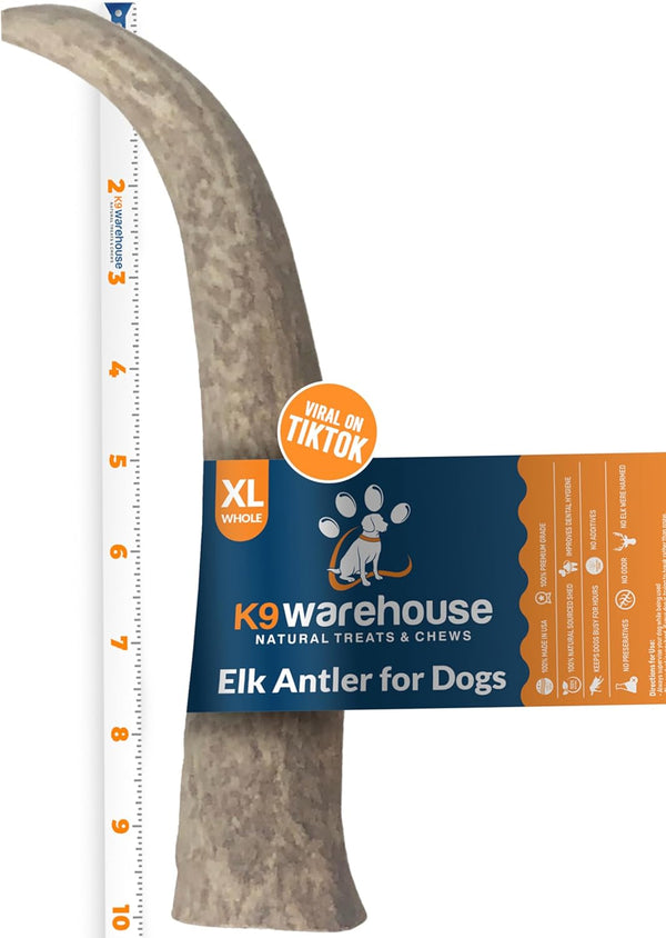 Elk Antlers for Dogs - USA Sourced Antler Chews for Aggressive Chewers, Promotes Oral Health for All Sizes