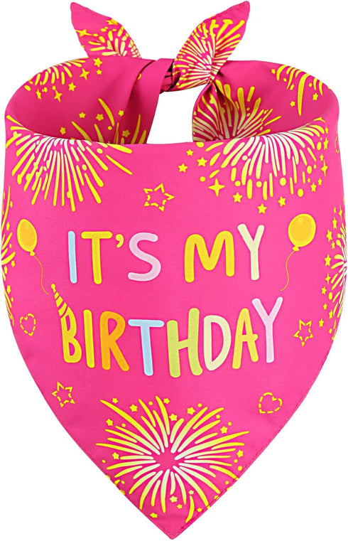 Agroon 1PCS, Dog Birthday Bandana Girl Pink Small Durable Triangle Reversible Scarf Bibs Handkerchief for Puppy Pet