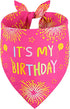 Agroon 1PCS, Dog Birthday Bandana Girl Pink Small Durable Triangle Reversible Scarf Bibs Handkerchief for Puppy Pet