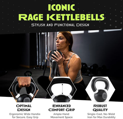 Kettlebells, Single-Cast Iron Strength Training Set, No-Welded Joints, Wide Handle for Maximum Durability
