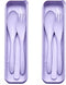 Reusable Utensils Set with Case, 2 Sets Portable Wheat Straw Cutlery for Office, Dorm, Travel (Purple)