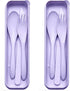 Reusable Utensils Set with Case, 2 Sets Portable Wheat Straw Cutlery for Office, Dorm, Travel (Purple)