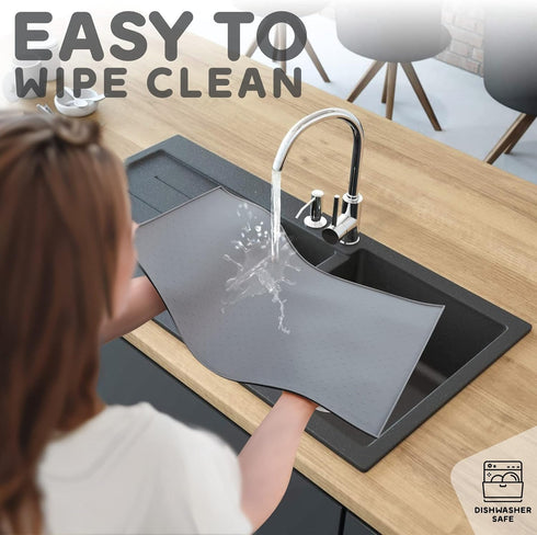 Dog Food Mat with Raised Edges, Waterproof Silicone Pet Food Mat for Food and Water, Easy Clean