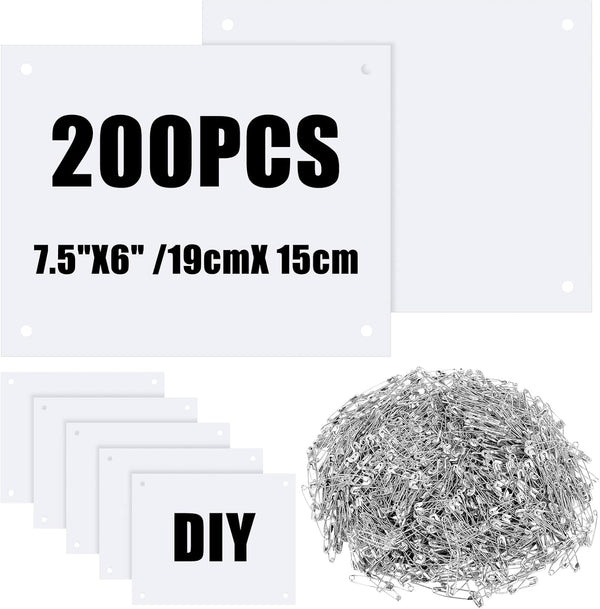 Lyrow 200 Pcs Blank Running Bib Numbers with Safety Pins for Marathon