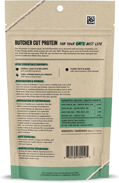 Vital Essentials Freeze Dried Raw Single Ingredient Cat Treats, Minnows, 1 oz