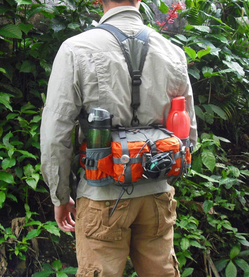 Outdoor Fanny Pack for Hiking, Camping, Biking - Waterproof Waist Pack with 2 Water Bottle Holders