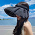 Korean Women's UPF50+ Solar Sun Hat - Ultraviolet Sunscreen Beach Hat with Covered Face