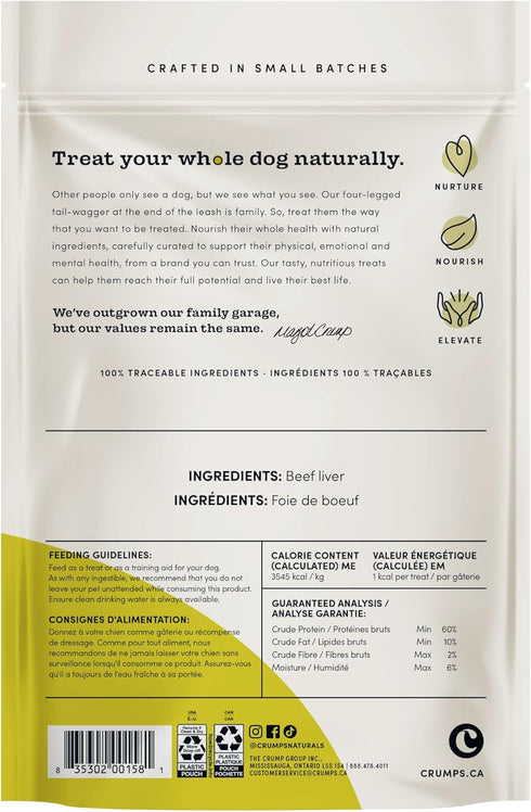 Crumps' Naturals Mini Trainers Freeze Dried Beef Liver (1 Pack), 50G/1.8 Oz,Brown