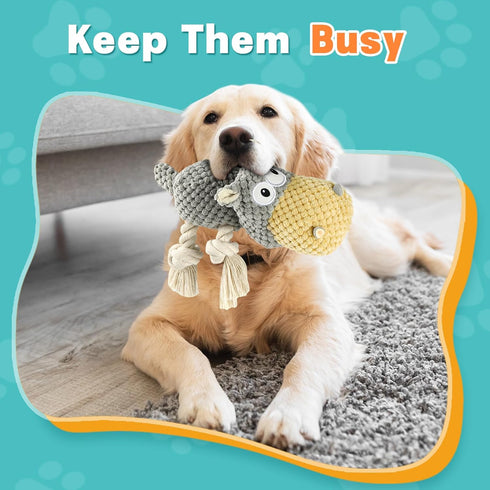 Dog Toys for Aggressive Chewers, Squeaky Toys to Keep Large Dogs Busy, Durable Gray Dog Toys