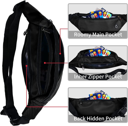 Waterproof Fanny Pack for Men Women, Sports Waist Bag Pack, Belt Bag for Travel Hiking Running