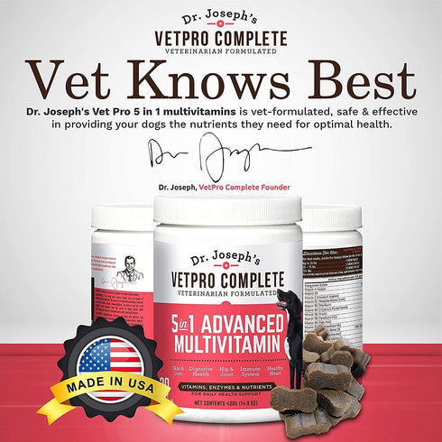 VetPro Dog Vitamins and Supplement Soft Chews with Probiotics, 120 Count, 5 in 1 Chewable Multivitamin