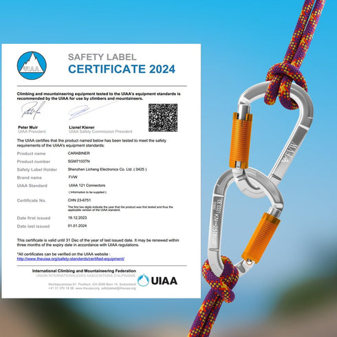 FVW Professional Auto Locking Rock Climbing Carabiner Clips, 25KN Heavy Duty Caribeaners for Rappelling, Swing, Rescue