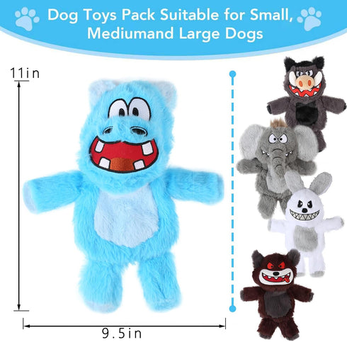 Bzonsmart Dog Squeaky Toys Tough Plush Chew Toys Bundle for Small Medium Large Dogs Interactive Dog Toys to Keep Them