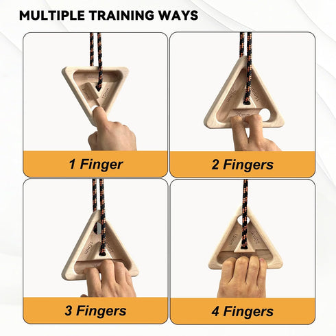 2 pack 3 Portable Hangboard Rock Climbing, Triangular Wooden Climbing Fingerboard with Multi-Depth Pockets, Finger