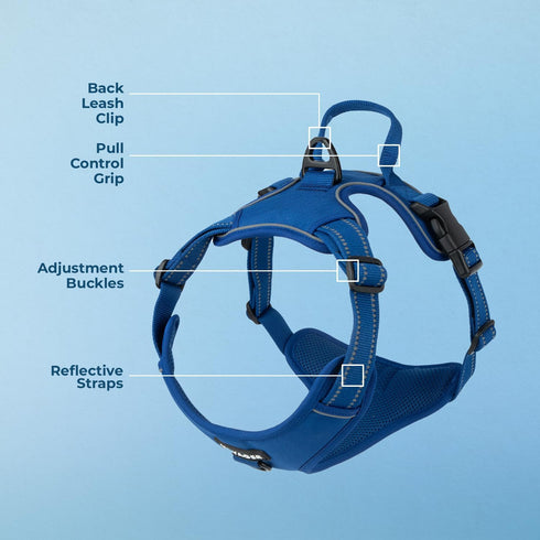 Voyager No Pull Dog Harness for Large Dogs - Adjustable Soft Pet Harness with Dual Leash Attachments - XL