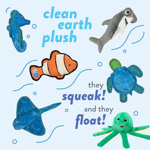 100% Spunky Pup Clean Earth Recycled Seahorse Dog Toy | Made from Recycled Water Bottles | Eco-Friendly | Squeaker |
